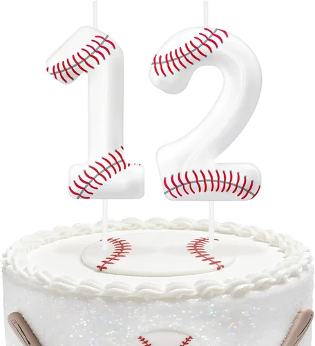 Miniatura 69 de Velas de cumpleaños con el número 0 de béisbol, decoración de pastel con temática de béisbol para niños y niñas, decoraciones de pasteles