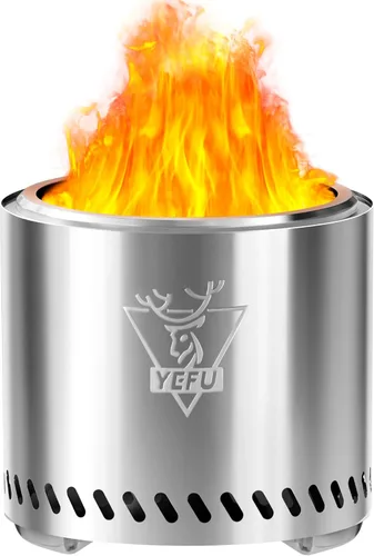 Miniatura 18 de YEFU Hoguera de mesa portátil: estufa de bajo humo para exteriores y patio, fogata de mesa de combustión segura alimentada por pellets y madera