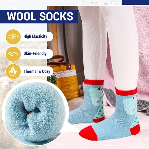 Miniatura 9 de Eocom 6 pares de calcetines de invierno cálidos de lana para niños y niñas