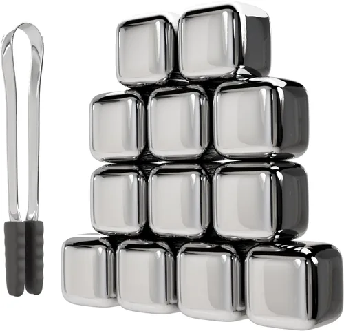 Miniatura 7 de ShanSon Enfriadores de vino, cubos de hielo de metal, 6 unidades, piedras de whisky de acero inoxidable, reutilizables, piedras de whisky