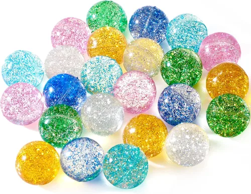 Miniatura 2 de Ayfjovs 24 piezas de bolas hinchables con purpurina para niños, 32 mm, 6 colores, bolas de goma rebotantes a granel, relleno para bolsa de Pascua