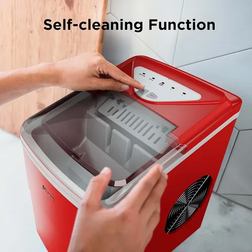 Miniatura 6 de Silonn - Máquina de hacer hielo para encimera, 9 cubos listos en 6 minutos, autolimpiable, 2 tamaños tipo bala, para casa, cocina, oficina, bar