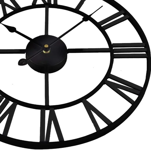 Miniatura 5 de Timelike Reloj de pared romano grande, estilo rústico, vintage, de metal, reloj de pared grande de gran tamaño, para el hogar, sala de estar, Negro