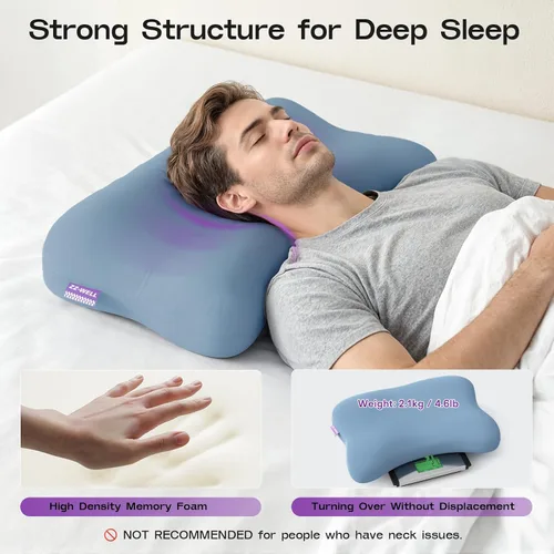 Miniatura 3 de ZZ-WELL Almohada refrescante para dormir de lado, almohada cervical patentada para dormir, almohada ergonómica curvada de espuma viscoelástica