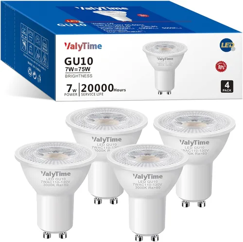 Bombillas LED GU10 de 7 W (equivalente a 50 W -60 W-75 W) Bombilla halógena de repuesto con forma GU10 38° 120 V 650 Lm no regulable para