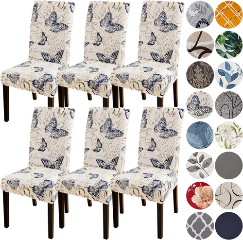 Miniatura 28 de HZDHCLH Juego de 6 fundas grises para sillas Parsons de elastano para comedor, fundas elásticas de elastano para sillas Parsons, fundas de asiento