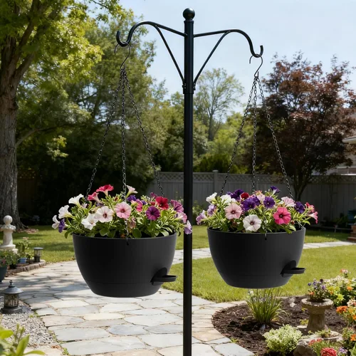 Miniatura 4 de UOUZ Paquete de 2 macetas colgantes grandes de 13 pulgadas con riego automático para plantas de interior y exterior, macetas colgantes con depósito