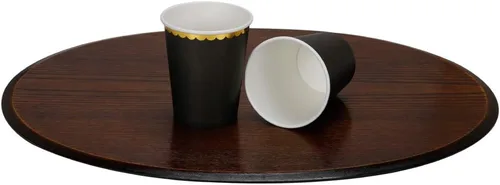 Miniatura 3 de Geeklife Vasos de papel de fiesta negros con borde dorado, vasos de papel desechables de lámina dorada a granel de 9 onzas, 40 piezas para cóctel