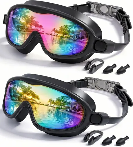 Miniatura 16 de Gafas de natación para niños, paquete de 2, antiempañamiento y rayos UV para niños y niñas, sin fugas, artículos esenciales para la piscina