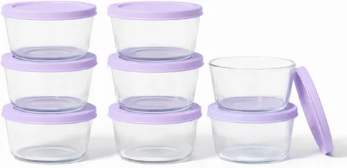 Miniatura 5 de Juego de 8 recipientes de vidrio para almacenamiento de alimentos (4 recipientes + 4 tapas sin BPA), 6.5 tazas, a prueba de fugas, aptos