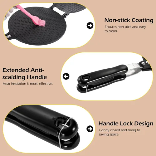 Miniatura 6 de Dyna-Living Máquina para hacer conos de gofres antiadherentes para helados de 8.66 pulgadas, máquina de aluminio para hacer rollos de huevos