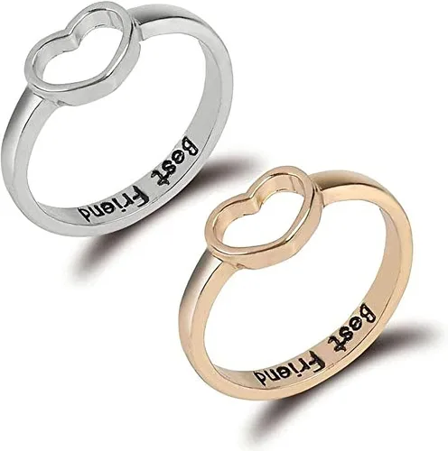 Aineecy Infinity Love Heart Rings Set for Friendship Geometric Hollow Peach Heart Engraved Letter Index Finger Rings for Women Girls Graduation Gift