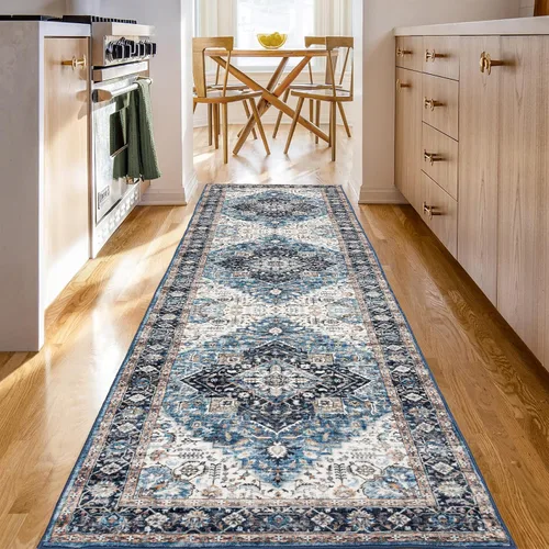 Miniatura 18 de Alfombra de área de 5 x 7, alfombra bohemia vintage, ultra suave, de pelo bajo, lavable, antideslizante, resistente a las manchas, alfombra impresa