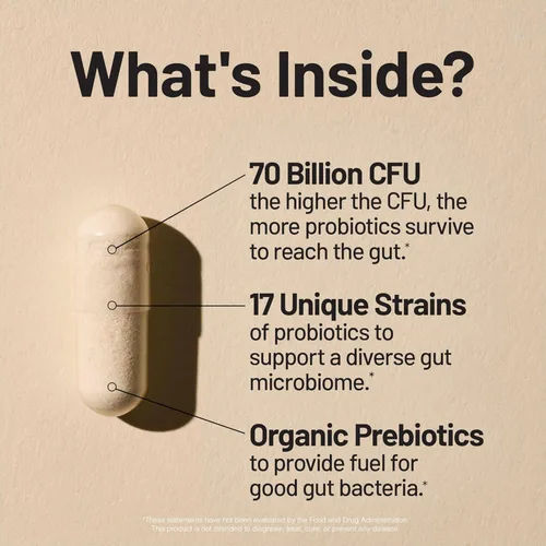 Miniatura 7 de NatureWise Probióticos 70 mil millones de UFC, 17 cepas + prebióticos orgánicos, apoyo para la salud inmunológica, digestiva e intestinal