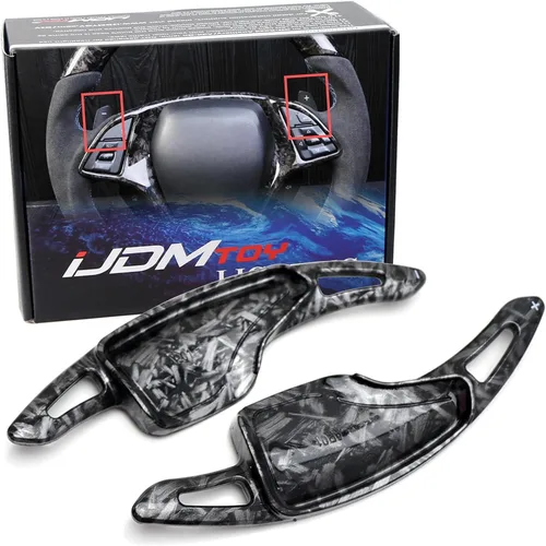 iJDMTOY Extensiones de palanca de cambios de paleta más grandes estilo patrón de fibra de carbono forjada compatibles con Chevrolet 2014-2019 C7