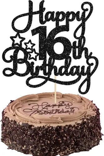 Miniatura 8 de 1 paquete de decoración de pastel de feliz 15 cumpleaños, topper de pastel dorado con purpurina Mis Quince 15, saludos a 15 años, adorno de pastel