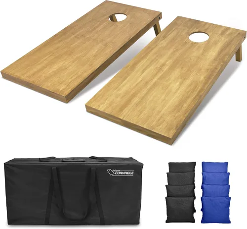 Miniatura 28 de GoSports 4 ft x 2 ft Regulation Size Wooden Cornhole Boards Set with Light Brown Finish - Includes Carrying Case and Bean Bags Negro- gris