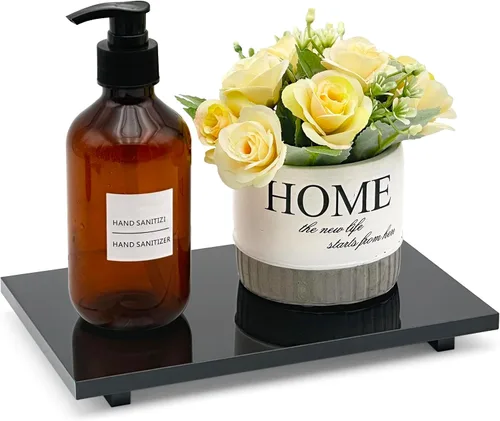 Miniatura 9 de Soporte de pedestal de jabón acrílico para encimera de baño de cocina, color negro