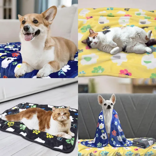 Miniatura 7 de Rezutan 1 paquete de 3 mantas para perros grandes, 41x31 pulgadas para mantas suaves y mullidas para mascotas y gatos de tamaño mediano, reversibles