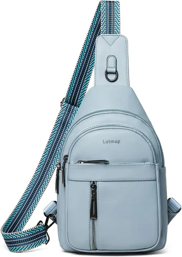 Miniatura 12 de LATMAP 7L Bolsa de Cintura para Hombres y Mujeres Mochila de Cadera Riñonera Bandolera Bolso de Hombro Cinturón de Viaje Bolso de Mano de PU Cuero