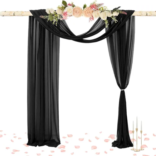 Miniatura 6 de FUHSY Arco de boda de 18 pies, 2 paneles de tela de gasa negra, cortinas transparentes para telón de fondo, accesorios de boda, arcos de boda
