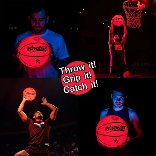 Miniatura 3 de Balón de baloncesto que brilla en la oscuridad Balón con luz LED recargable por USB-C Tamaño oficial 7 para adolescentes y adultos para niños