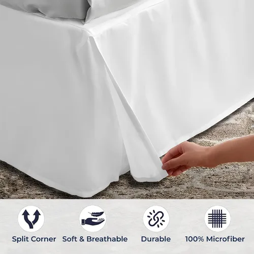 Miniatura 3 de Falda para cama de algodón egipcio de 550 hilos con caída de 12 pulgadas para cama tamaño Alaskan King (108 x 108 pulgadas), color Moss (musgo), 1