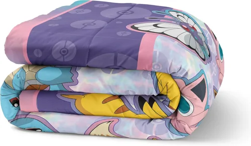 Miniatura 3 de Northwest Pokemon - Juego de cama de tamaño individual en una bolsa, Pikachu Eevee Jigglypuff, ropa de cama de anime para niños y niñas, batalla