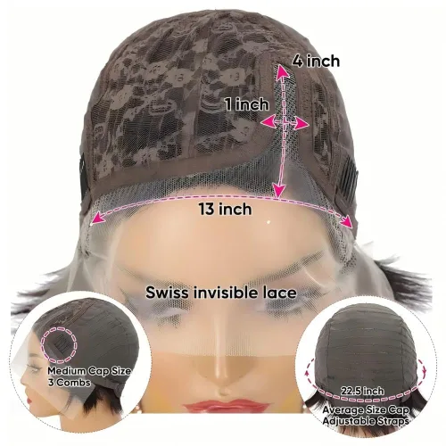Miniatura 5 de Peluca de cabello humano corto con encaje frontal para mujeres negras, peluca de corte Pixie, peluca de encaje previamente despuntada en T
