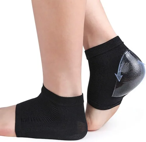 Miniatura 4 de FRCOLOR 2 pares de calcetines de compresión de manga de tobillo, calcetines de talón de gel hidratantes, calcetines de punta abierta, calcetines