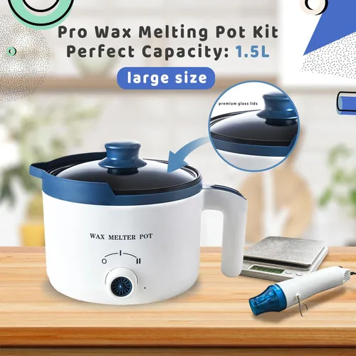 Miniatura 3 de Kit de olla de fusión de cera con derretidor de cera eléctrico, kit de suministros de fabricación de velas profesional con escala digital