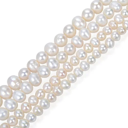 Adabele 14 pulgadas real natural AA grado alto brillo patata redonda blanca cultivada de agua dulce perlas sueltas 0.276-0.315 in para fabricación