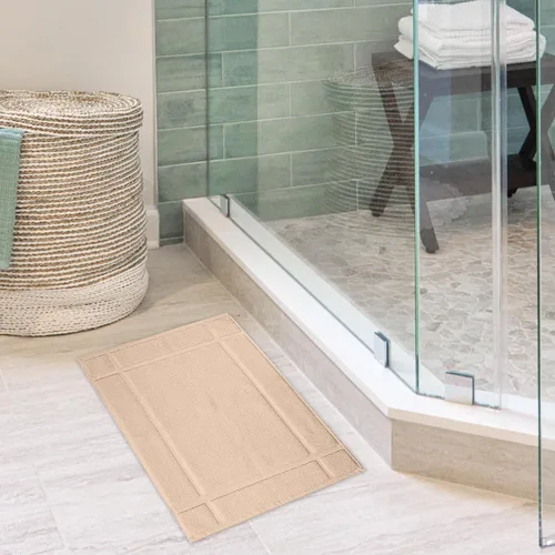 Miniatura 2 de Ample Decor Alfombra de baño 100% algodón de 34 x 20 pulgadas, felpa gruesa de 1350 GSM, suave absorbente, certificado Oeko-Tex, construcción Beige