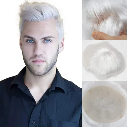 Miniatura 19 de Voloria Swiss Full Lace Toupee Europeo Real Cabello Humano Reemplazo para Hombres Hairpiece #18 Rubio Ceniza Marrón