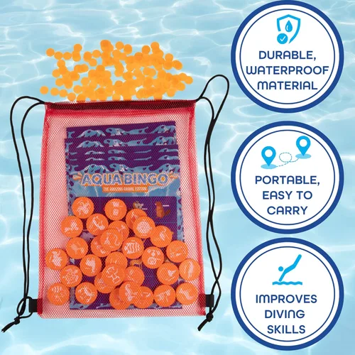 Miniatura 5 de Juego de buceo de bingo en la piscina para niños, juguete de edición divertida para fiesta de verano, bucea y llama 30 "números" con temática