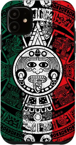 Funda de la bandera de México con calendario azteca maya para iPhone 11
