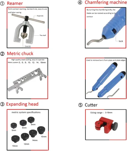 Miniatura 3 de SMT - Kit de herramientas automotrices de 7 troqueles de doble abocardado, tubo de doble llamarada, línea de freno de cobre y kit de herramientas