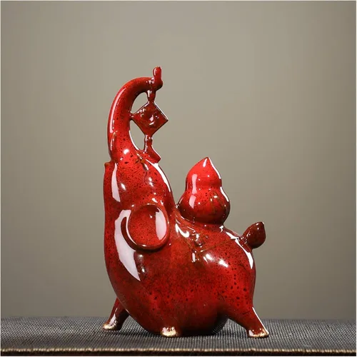 Miniatura 5 de NYKK Escultura de estatua china de feng shui, cerámica creativa, muebles de elefante auspicioso, sala de estar, estudio, entrada, gabinete