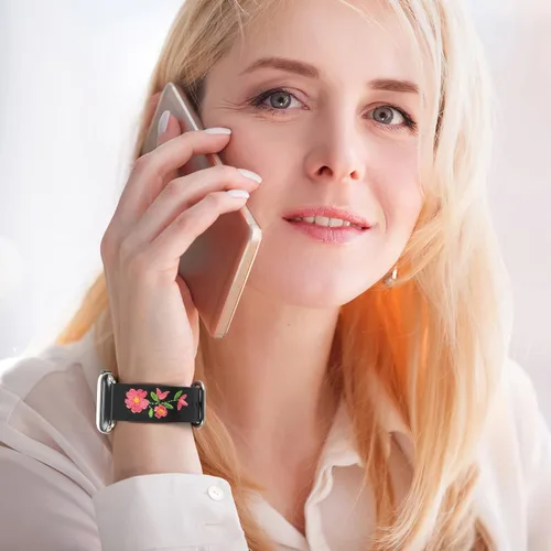 Miniatura 6 de Correas de reloj de cuero para Apple Watch de 1.732 in 1.496 in 1.575 in 1.614 in 1.654 in 1.772 in 1.929 in Personalidad bordado elegante pulseras