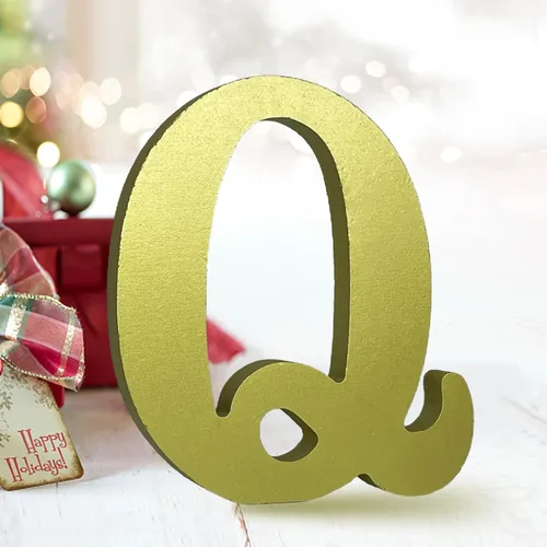 Miniatura 16 de AOCEAN Letras de madera dorada de 6 pulgadas, letras de madera sin terminar para decoración de pared, letras decorativas de pie en rodajas, tablero