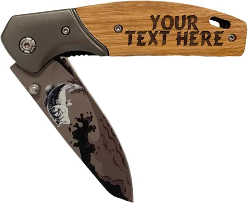 Miniatura 8 de My Personal Memories Cuchillo plegable de bolsillo grabado personalizado con hoja plegable - Regalo personalizado de caza y pesca para papá