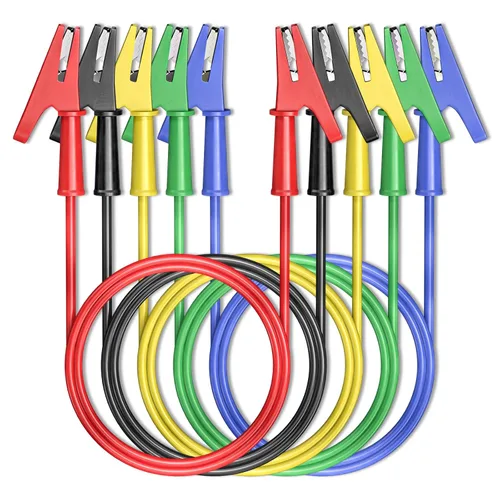 Miniatura 13 de Goupchn Clips de cocodrilo de doble extremo para cables de prueba eléctrica con clips de cobre flexibles de envoltura completa 5 piezas para pruebas