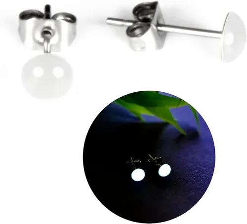 Miniatura 9 de Glow-in-the-Dark 5mm Round Stainless Steel Stud Earrings for Women, Teens & Girls Over 12 Years Old- Hypoallergenic, Flat Back Earrings, Handmade in