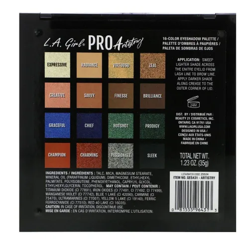 Miniatura 4 de L.A. Girl PRO Paleta de sombras de ojos, Artistry GES431