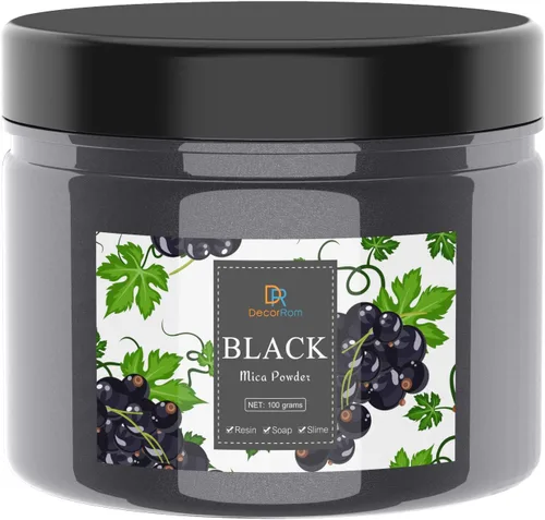 Pigmento de Color de Resina Epoxi - Enorme Polvo de Mica Metálica de 100g/3.5 Onzas para Coloración de Arte de Resina Epoxi, Elaboración de Negro