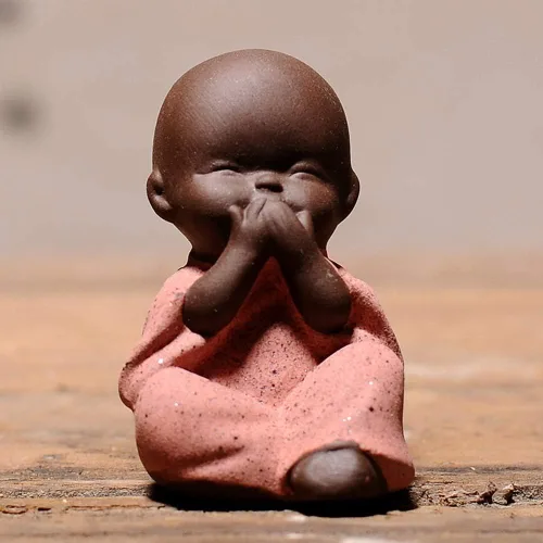 Miniatura 5 de 4 figuras de cerámica de cuatro monjes sabios, lindas mascotas de té de porcelana blanca (oído/ver/hablar/no hacer el mal) - Mini adorno zen