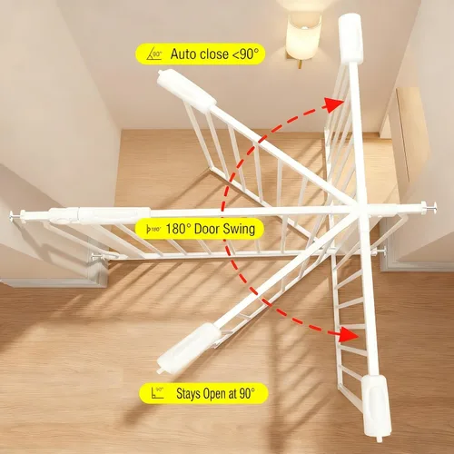 Miniatura 5 de Puertas de bebé extra anchas, puertas grandes y largas para perros para la casa, puertas, escaleras, puerta de presión para perros y mascotas, Blanco