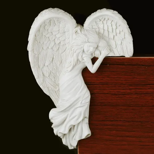 Miniatura 6 de Holiberty Decoración de marco de puerta de estatua de ángel, figura creativa de ángel en 3D, decoración de pared de mesa con alas