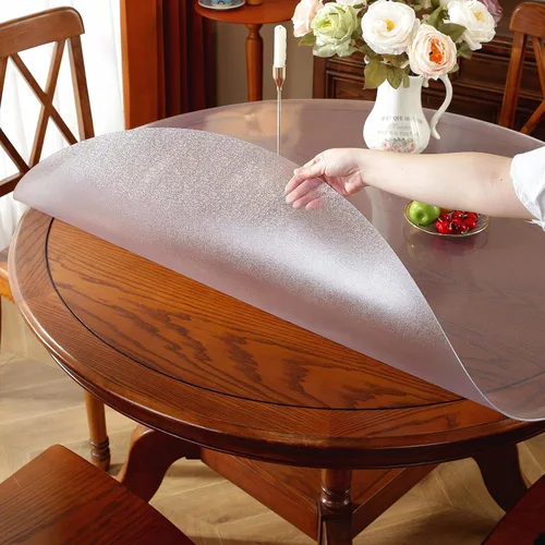 Miniatura 9 de OstepDecor - Protector de mesa redondo transparente de 30 pulgadas, cubierta de mesa transparente gruesa, mantel de mesa redondo de PVC impermeable