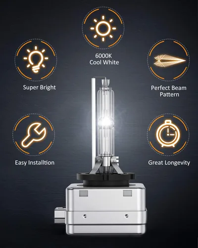 Miniatura 5 de Nilight Bombilla HID D1S para faros delanteros, 6000 K blanco diamante D1S bombilla súper brillante de haz alto bajo de xenón de repuesto para faros
